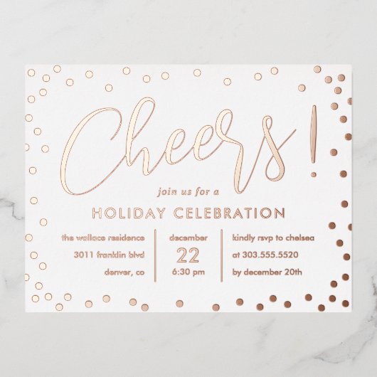 Bubble Cheer Folie Holiday Invitation Briefkaart (Voorkant)