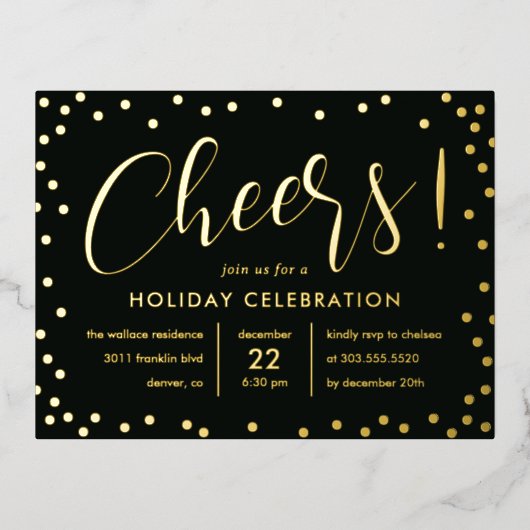 Bubble Cheer Folie Holiday Invitation Briefkaart (Voorkant)