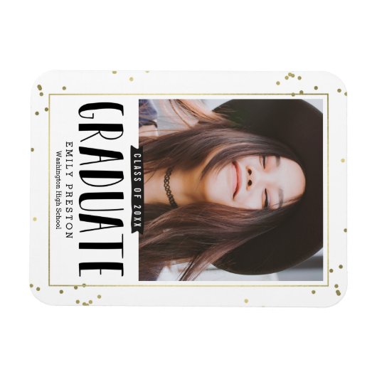 Bubble Chic Afstuderen Announouncement Magnet Magneet (Horizontaal)