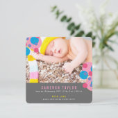 Bubble Circles Baby Girl Foto geboorteaankondiging Aankondiging (Staand voorkant)