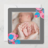 Bubble Circles Baby Girl Foto geboorteaankondiging Aankondiging (Achterkant)