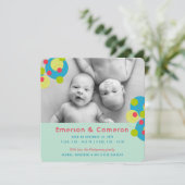 Bubble Circles Baby Twins Photo Birth Announding Aankondiging (Staand voorkant)
