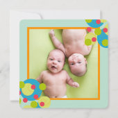 Bubble Circles Baby Twins Photo Birth Announding Aankondiging (Achterkant)