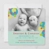 Bubble Circles Baby Twins Photo Birth Announding Aankondiging (Voorkant)