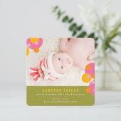 Bubble Circles Fuchsia Pink Girl Baby Aankondiging (Staand voorkant)