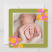 Bubble Circles Fuchsia Pink Girl Baby Aankondiging (Achterkant)