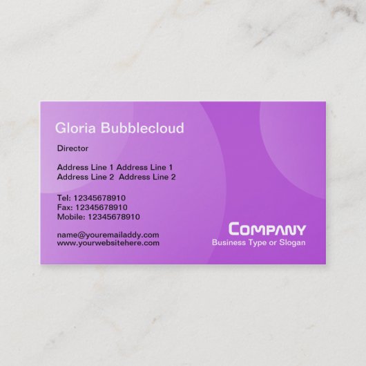 Bubble Cloud - Shades of Paars Visitekaartje (Voorkant)