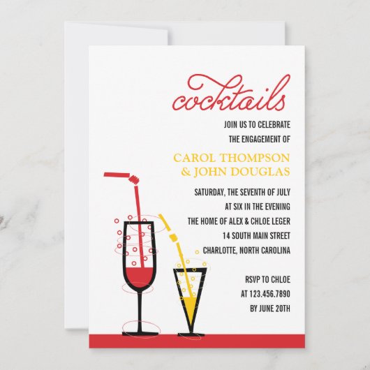 Bubble Cocktails Engagement Party - Uitnodiging (Voorkant)