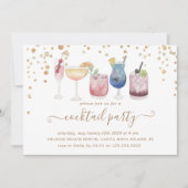 Bubble cocktails goud en glitter cocktail party kaart (Voorkant)