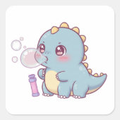 Bubble Dino – Playful & Kawaii! Vierkante Sticker (Voorkant)