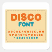 Bubble Disco Alfabet Lettertype Vet  letters Vierkante Sticker (Voorkant)