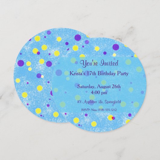 Bubble Dot Birthday Cirkel Kaart (Voorkant / Achterkant)