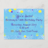 Bubble Dot Birthday Invite Uitnodiging Briefkaart (Voorkant)