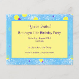 Bubble Dot Personalized Birthday Invite Briefkaart