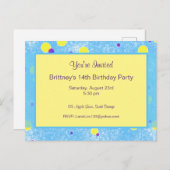 Bubble Dot Personalized Birthday Invite Briefkaart (Voorkant / Achterkant)