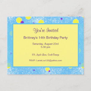 Bubble Dot Personalized Birthday Invite Briefkaart