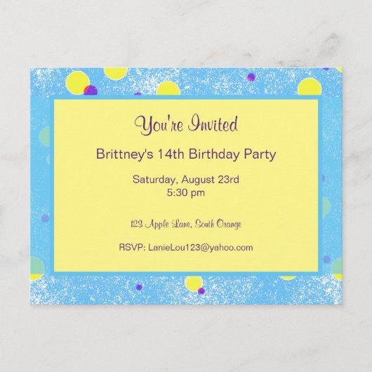 Bubble Dot Personalized Birthday Invite Briefkaart (Voorkant)