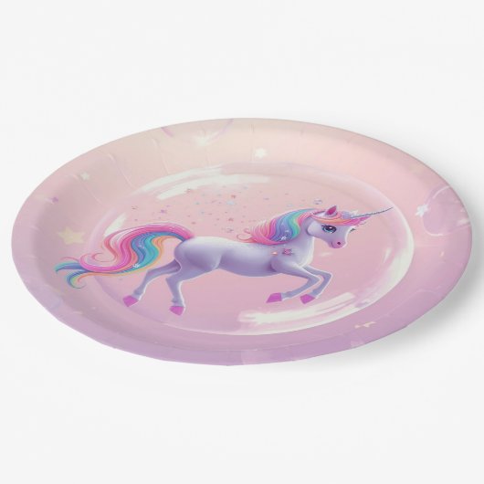 bubble-eenhoorn papieren bordje (Gekanteld)