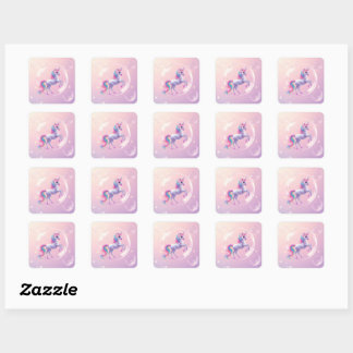 bubble-eenhoorn vierkante sticker