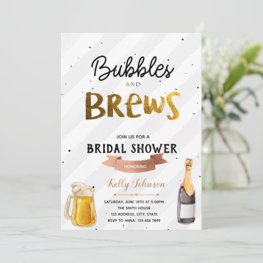 Bubble en brei-bridal doucheuitnodiging kaart (Staand voorkant)
