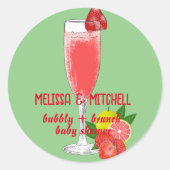 Bubble en brunch baby shower cupcake toppers ronde sticker (Voorkant)