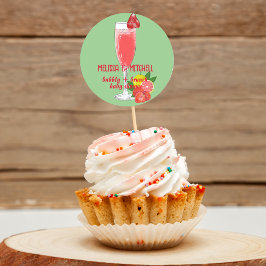 Bubble en brunch baby shower cupcake toppers ronde sticker