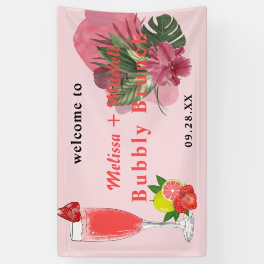 Bubble en brunch mimosa champagne welkom spandoek (Verticaal)