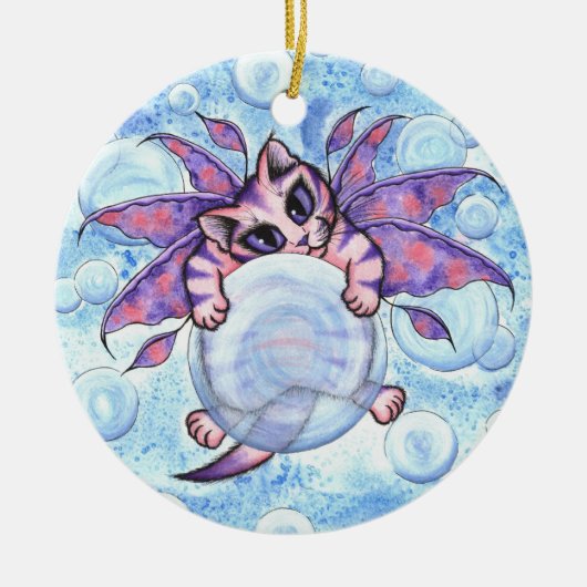 Bubble Fairy Kitten Fantasy Cat Art Ornament (Voorkant)