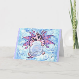 Bubble Fairy Kitten Fantasy Cat Art Wenskaart Kaart