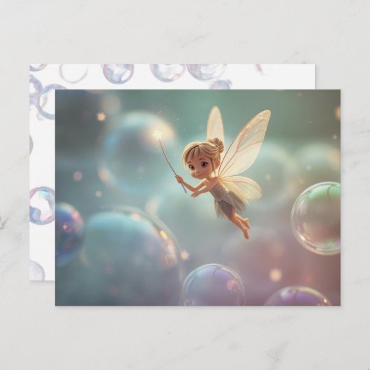 Bubble Fairy Uitnodiging Briefkaart (Voorkant / Achterkant)
