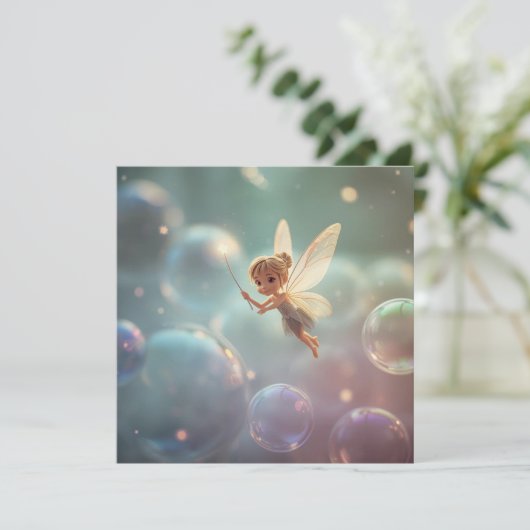 Bubble Fairy-uitnodiging Kaart (Staand voorkant)