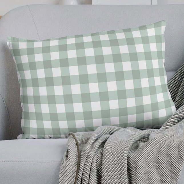 Bubble Frogs Gingham - salie lauriergroen plaid. Accent Kussen (Creator heeft geüpload)