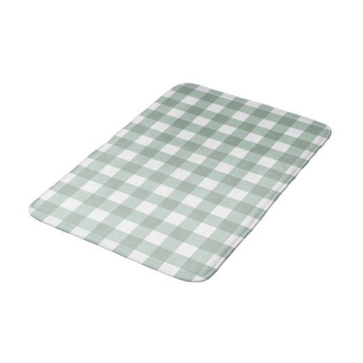 Bubble Frogs Gingham - salie lauriergroen plaid. Badmat (Gekanteld)