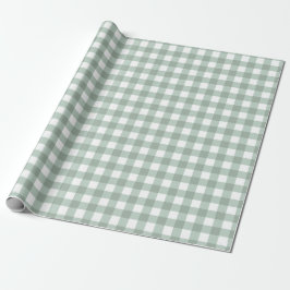 Bubble Frogs Gingham - salie lauriergroen plaid. Cadeaupapier