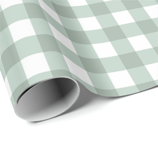 Bubble Frogs Gingham - salie lauriergroen plaid. Cadeaupapier (Rol Hoek)