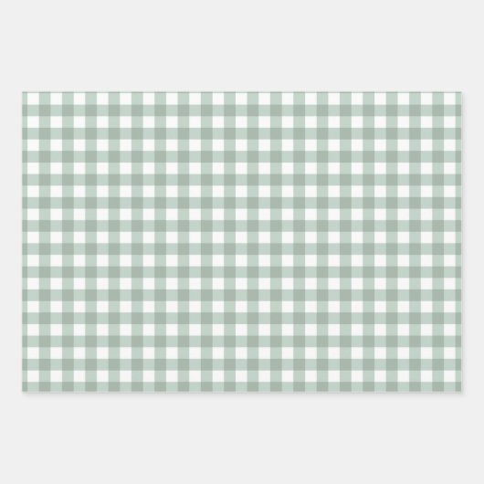 Bubble Frogs Gingham - salie lauriergroen plaid. Inpakpapier Vel (Voorkant 3)