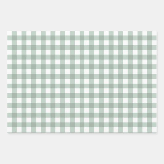 Bubble Frogs Gingham - salie lauriergroen plaid. Inpakpapier Vel (Voorkant 2)