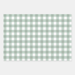 Bubble Frogs Gingham - salie lauriergroen plaid. Inpakpapier Vel