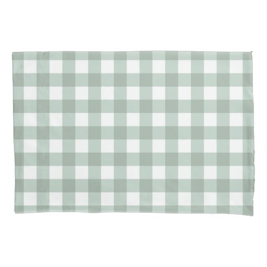 Bubble Frogs Gingham - salie lauriergroen plaid. Kussensloop (Voorkant)