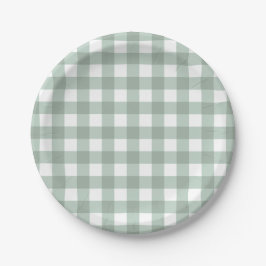Bubble Frogs Gingham - salie lauriergroen plaid. Papieren Bordje