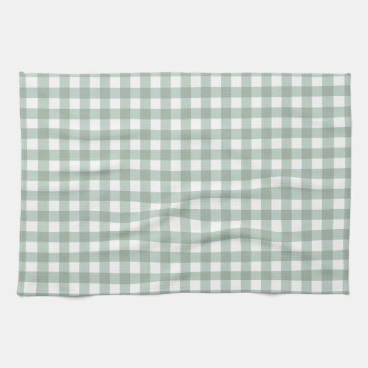 Bubble Frogs Gingham - salie lauriergroen plaid. Theedoek (Horizontaal)