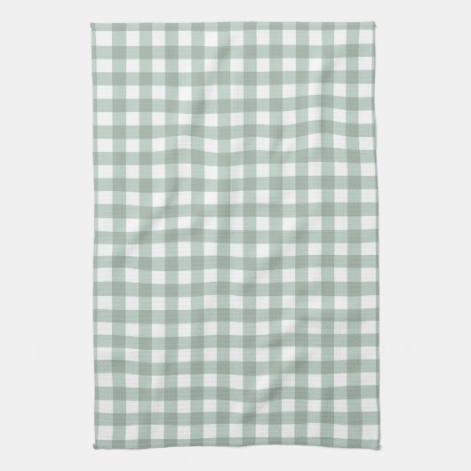 Bubble Frogs Gingham - salie lauriergroen plaid. Theedoek (Verticaal)