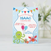 Bubble Fun under the Zee First Birthday Party Kaart (Staand voorkant)