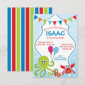 Bubble Fun under the Zee First Birthday Party Kaart (Voorkant / Achterkant)