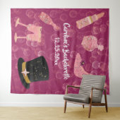 Bubble Glitter Champagne Bachelorette Party Tapest Wandkleed (In Situ (horizontaal))