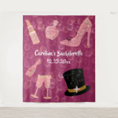 Bubble Glitter Champagne Bachelorette Party Tapest Wandkleed (Voorkant)
