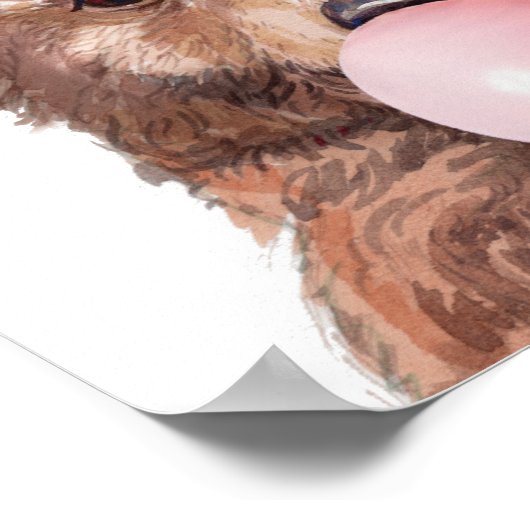 Bubble Gum Baby Beer Welp Kinderkamer Bos Poster (Hoek)