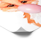 Bubble gum Baby Fox Cub Nursery Child Pink Poster (Hoek)