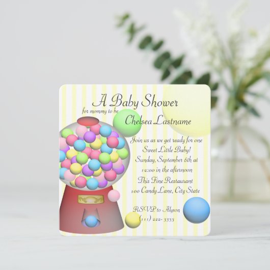 Bubble gum Baby shower Kaart (Staand voorkant)