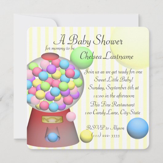 Bubble gum Baby shower Kaart (Voorkant)